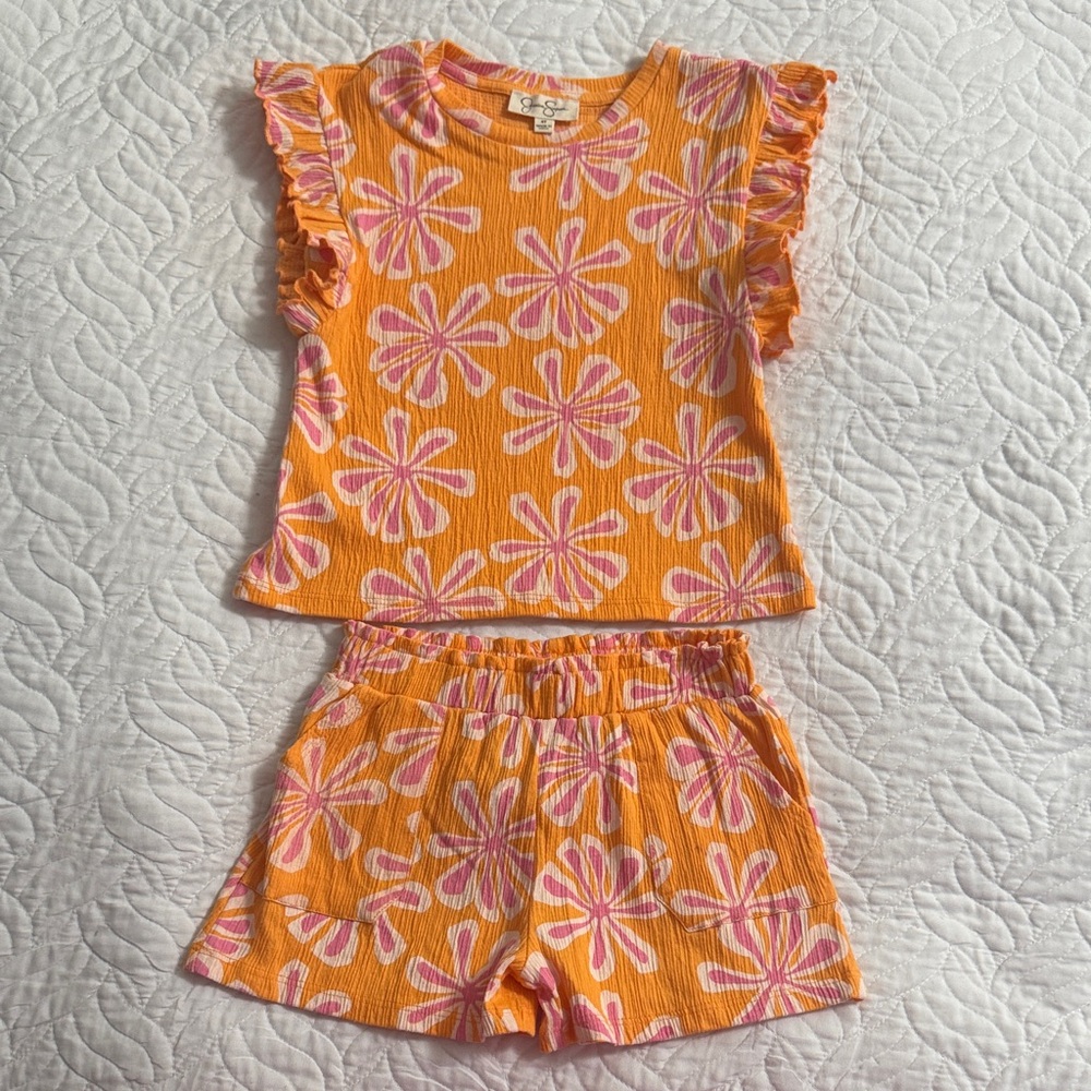 Orange and Pink Floral Kids Set